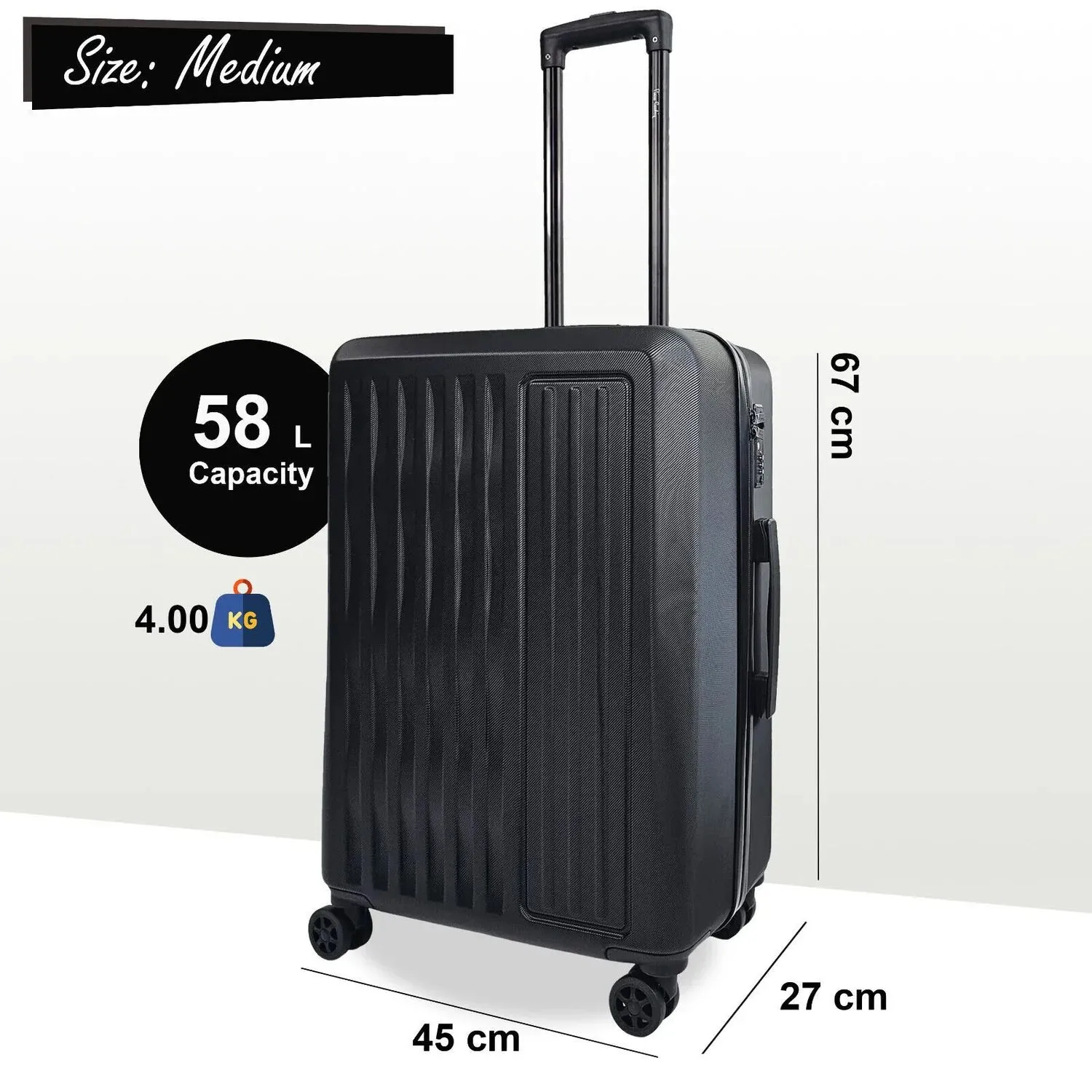 Cullman Medium Hard Shell Black Suitcase