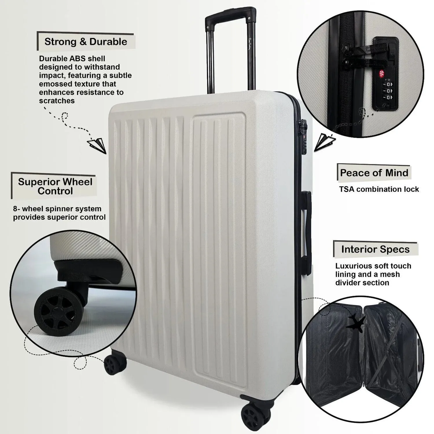 Cullman Medium Hard Shell White Suitcase