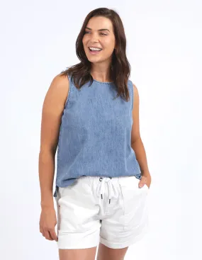 Curtis Chambray Tank Blue Wash