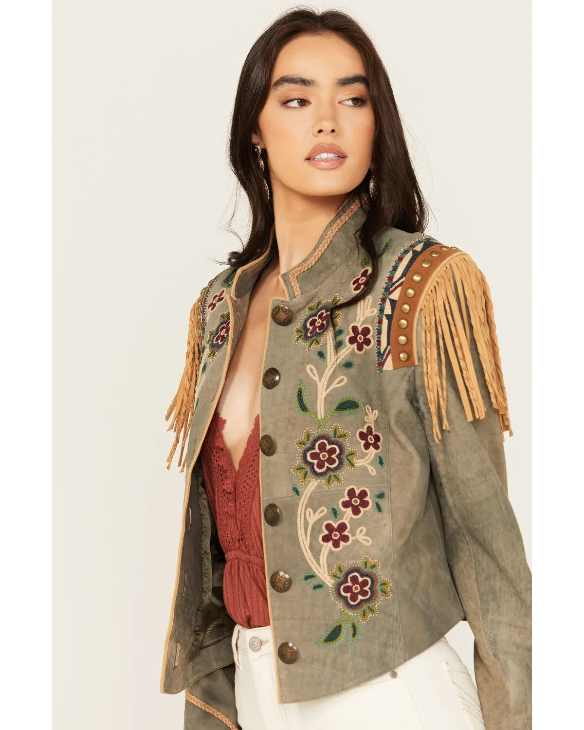 Double D Ranchwear Women's Stone Spotted Eagle Embellished Jacket