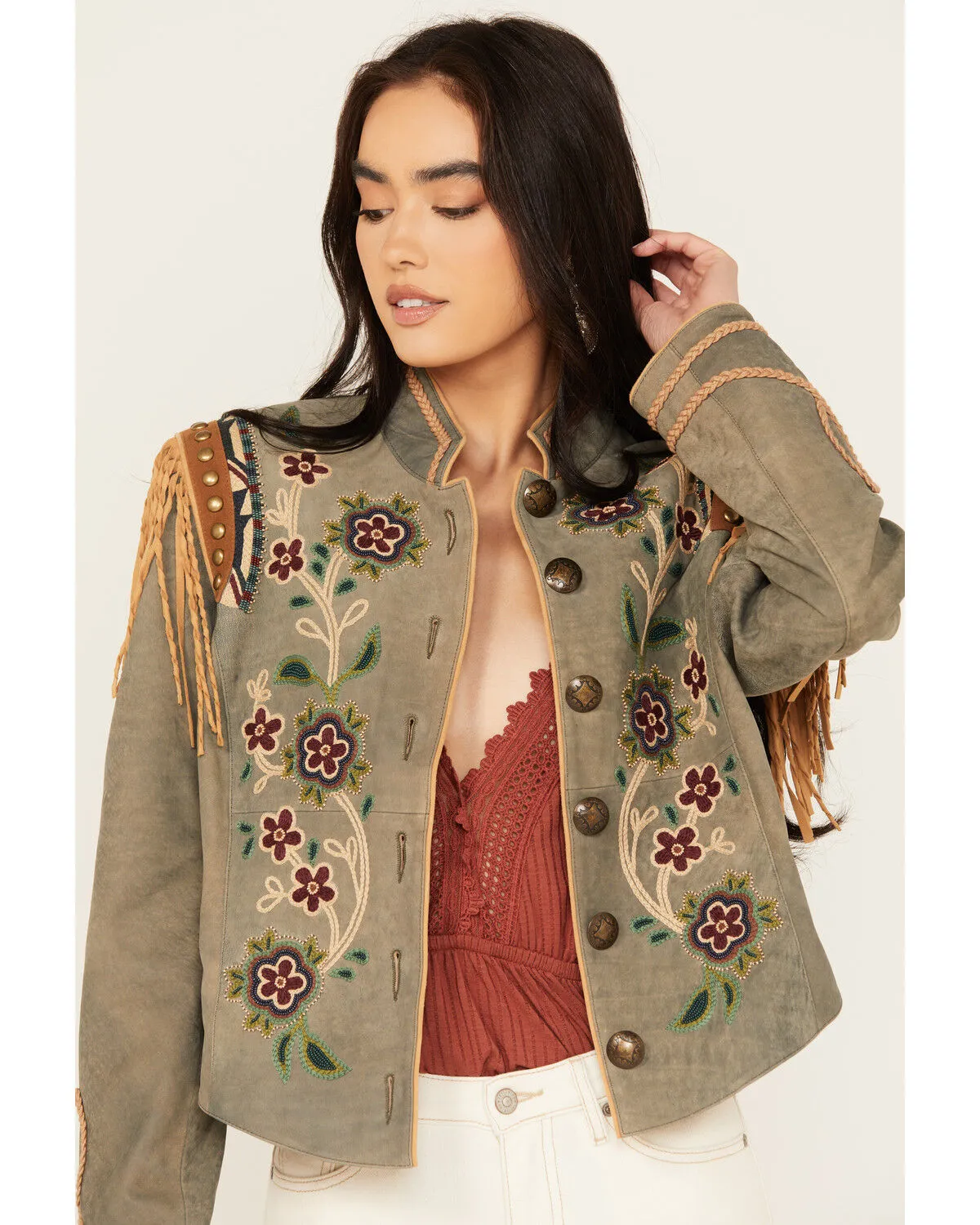 Double D Ranchwear Women's Stone Spotted Eagle Embellished Jacket