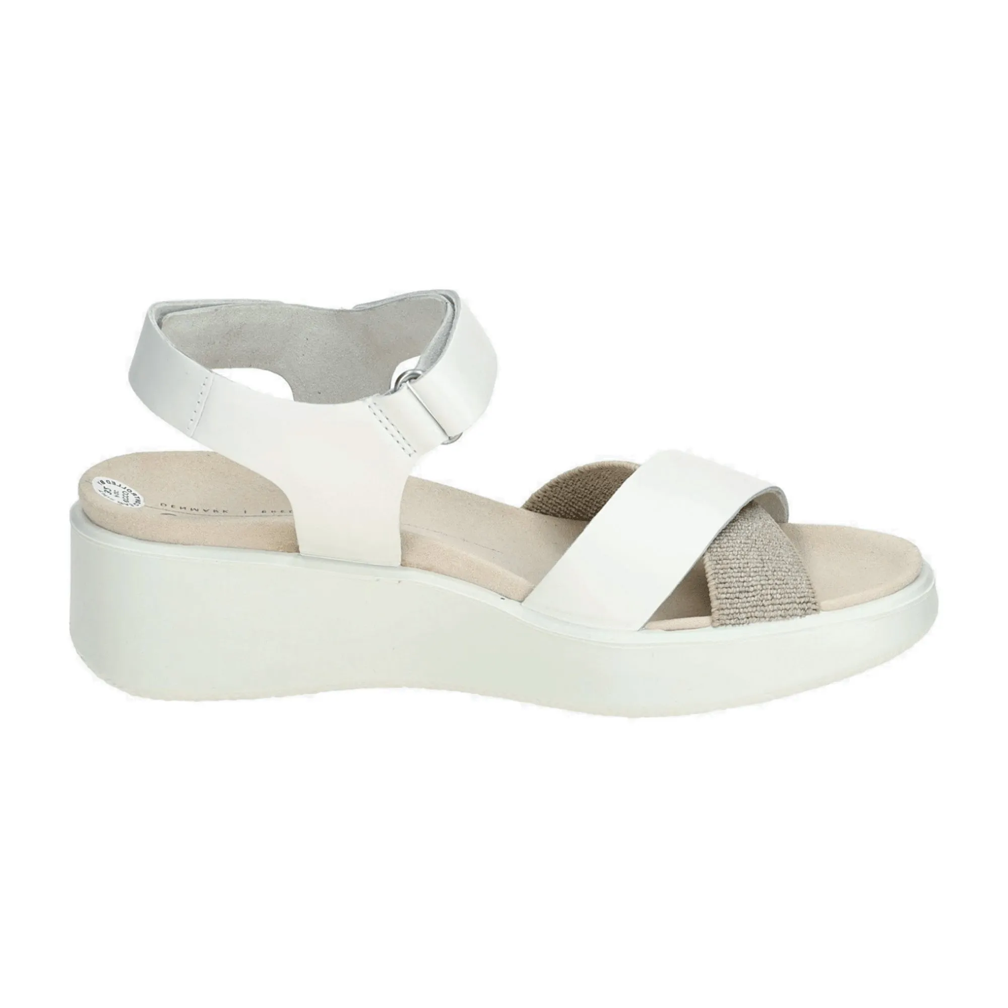 Ecco Flowt Wedge White Sandals for Women - Stylish & Comfortable - Model 273323