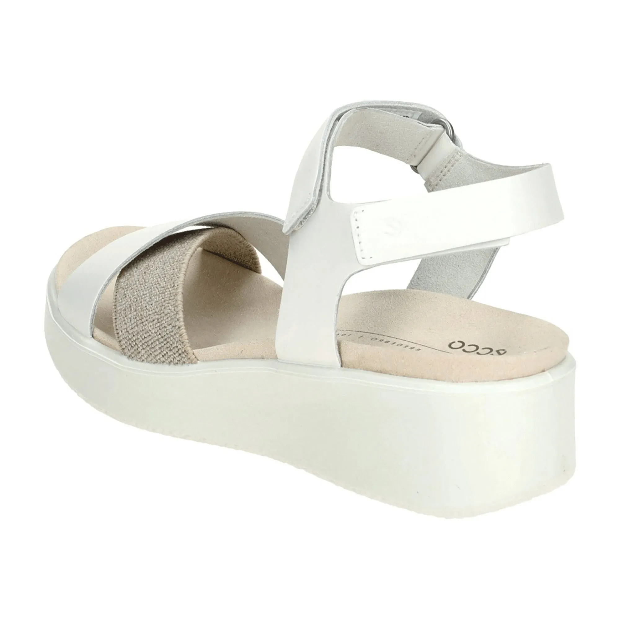 Ecco Flowt Wedge White Sandals for Women - Stylish & Comfortable - Model 273323