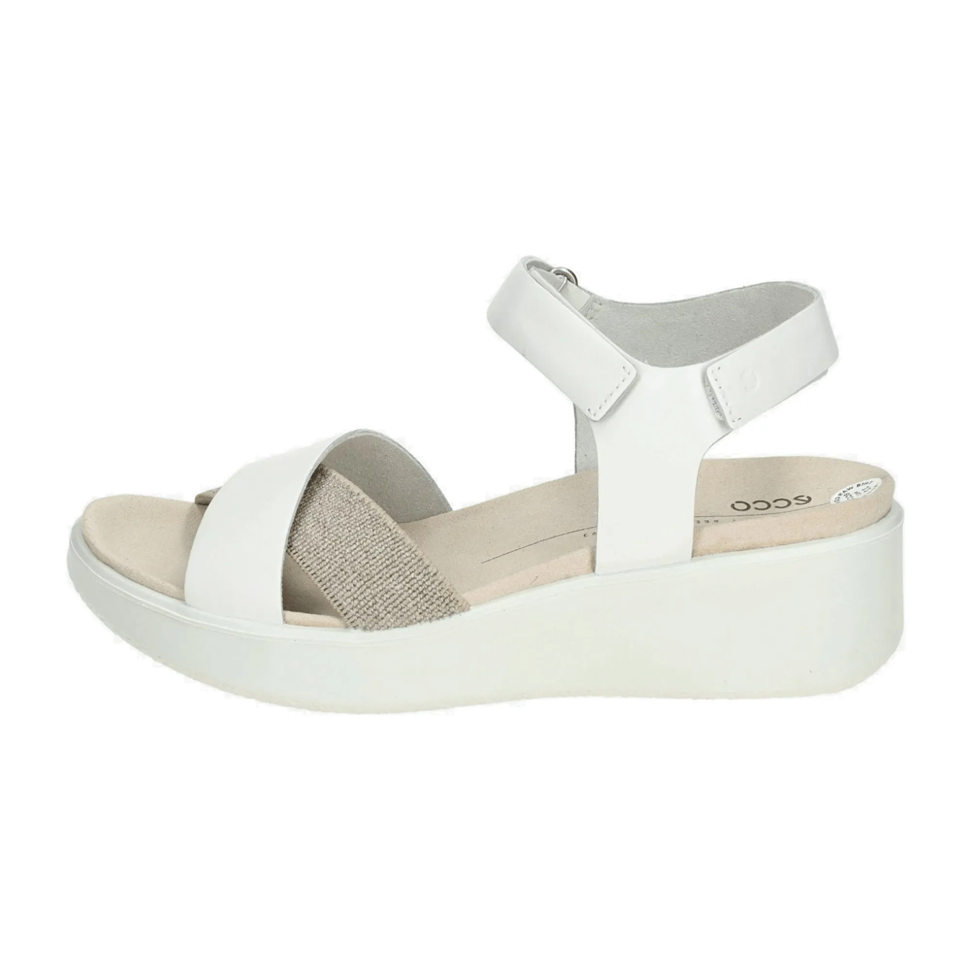 Ecco Flowt Wedge White Sandals for Women - Stylish & Comfortable - Model 273323