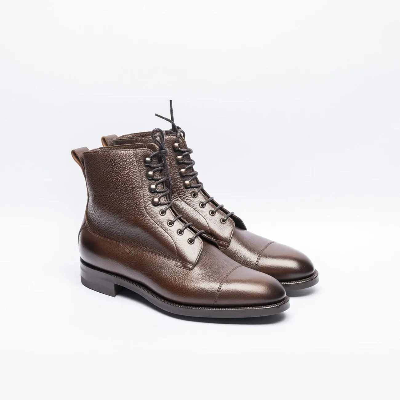 Edward Green Edward Green Galway derby ankle boot in brown grained leather