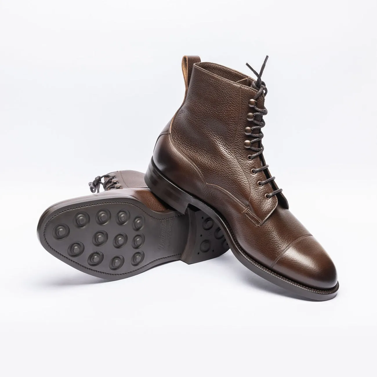 Edward Green Edward Green Galway derby ankle boot in brown grained leather