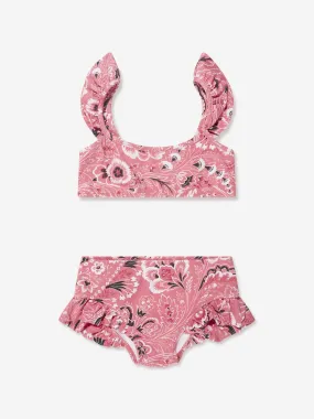 Etro Girls Floral Paisley Bikini in Pink