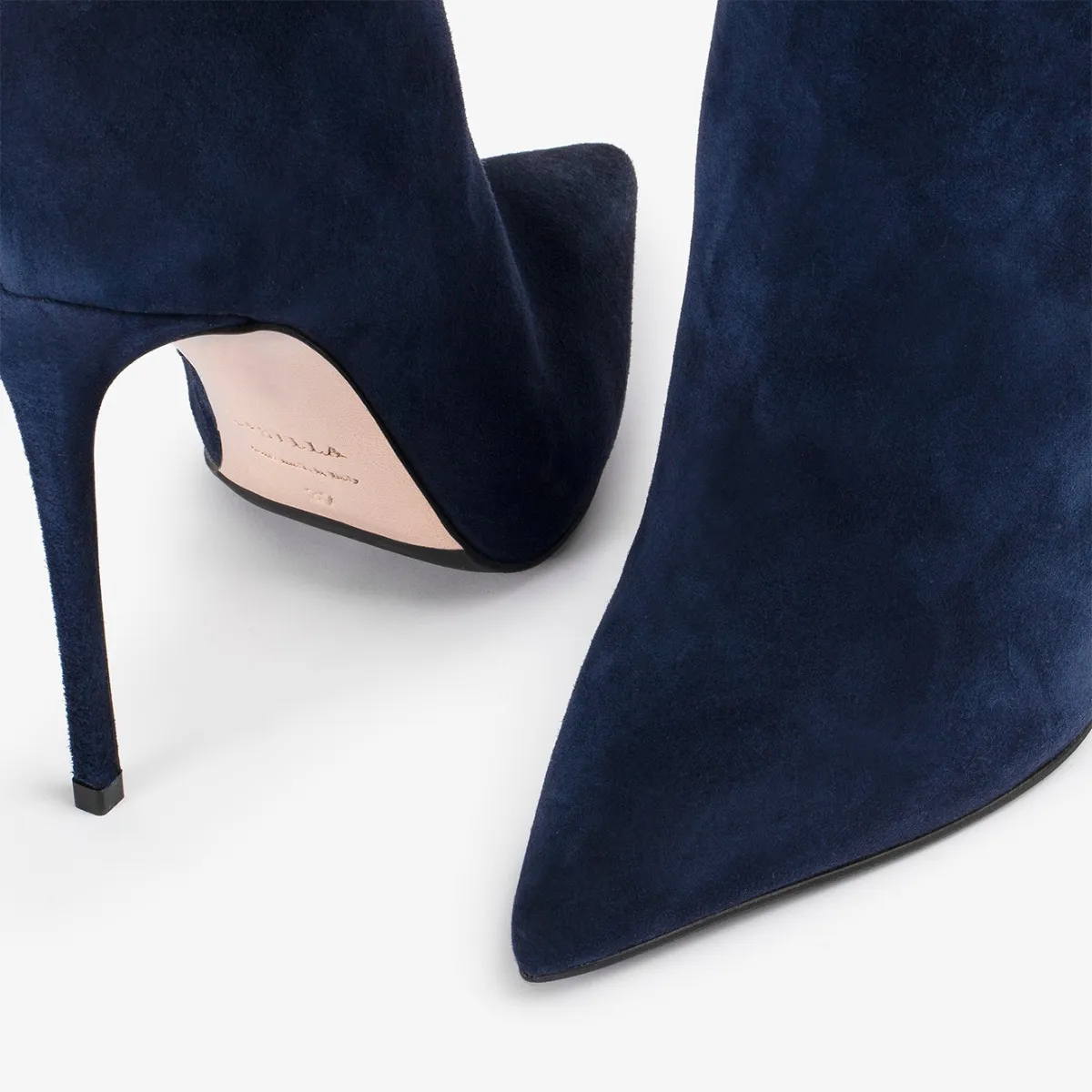 EVA ANKLE BOOT 120 mm Navy blue suede ankle boot