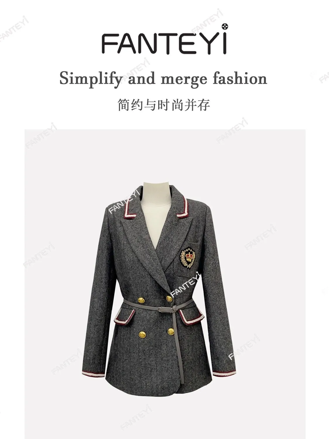 Fan Teyi-808 New Autumn and Winter College Style Light Luxury Socialite Retro Style Jacket Suit Women 4706