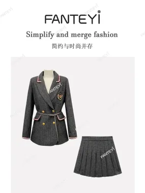 Fan Teyi-808 New Autumn and Winter College Style Light Luxury Socialite Retro Style Jacket Suit Women 4706