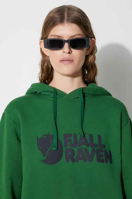 Fjallraven cotton sweatshirt Logo Hoodie green color