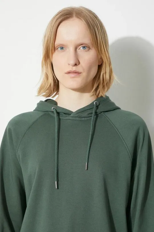 Fjallraven cotton sweatshirt Vardag Hoodie W women's green color hooded smooth F86987.679