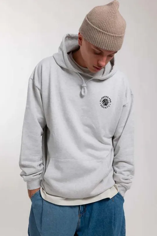 Flowers for Society cotton sweatshirt Basic Chest Hoodie men's gray color hooded smooth FFSAPP066