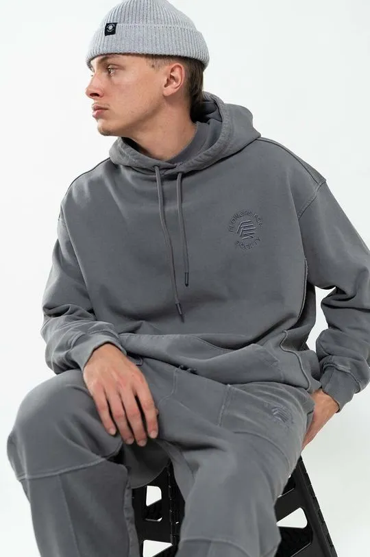 Flowers for Society cotton sweatshirt Basic Hoodie men's gray color hooded smooth FFSAPP096