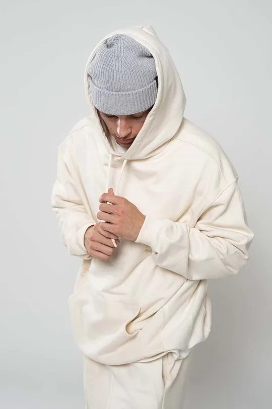 Flowers for Society cotton sweatshirt Basic Hoodie men's white color hooded smooth FFSAPP095