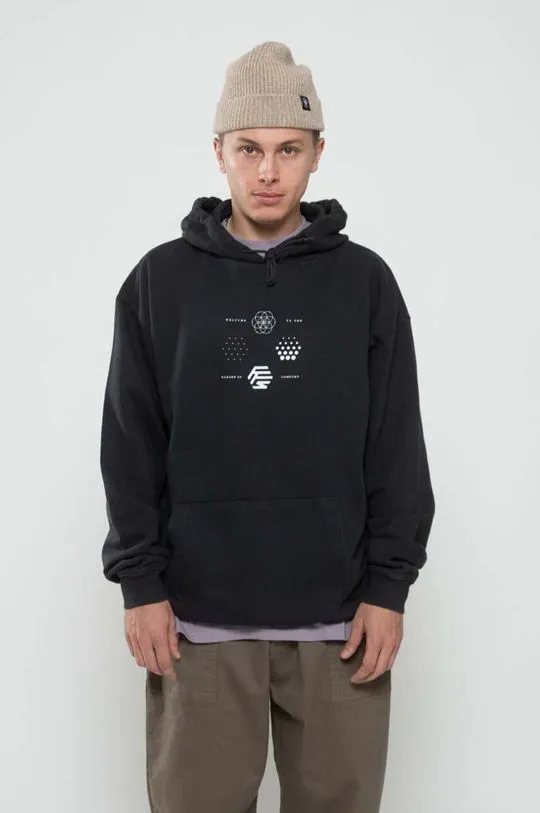 Flowers for Society cotton sweatshirt Premium 2.0 Oversized Hoodie men's black color hooded smooth FFSAPP080