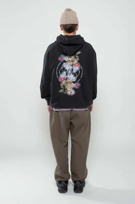 Flowers for Society cotton sweatshirt Premium 2.0 Oversized Hoodie men's black color hooded smooth FFSAPP080