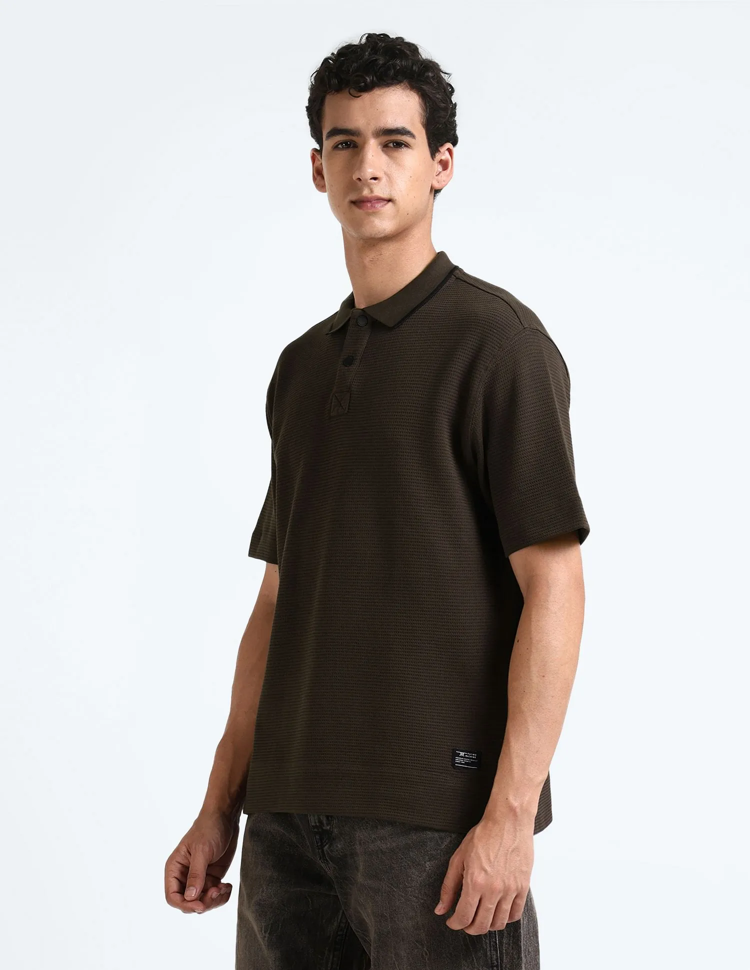 Flying Machine Cotton Textured Polo Shirt