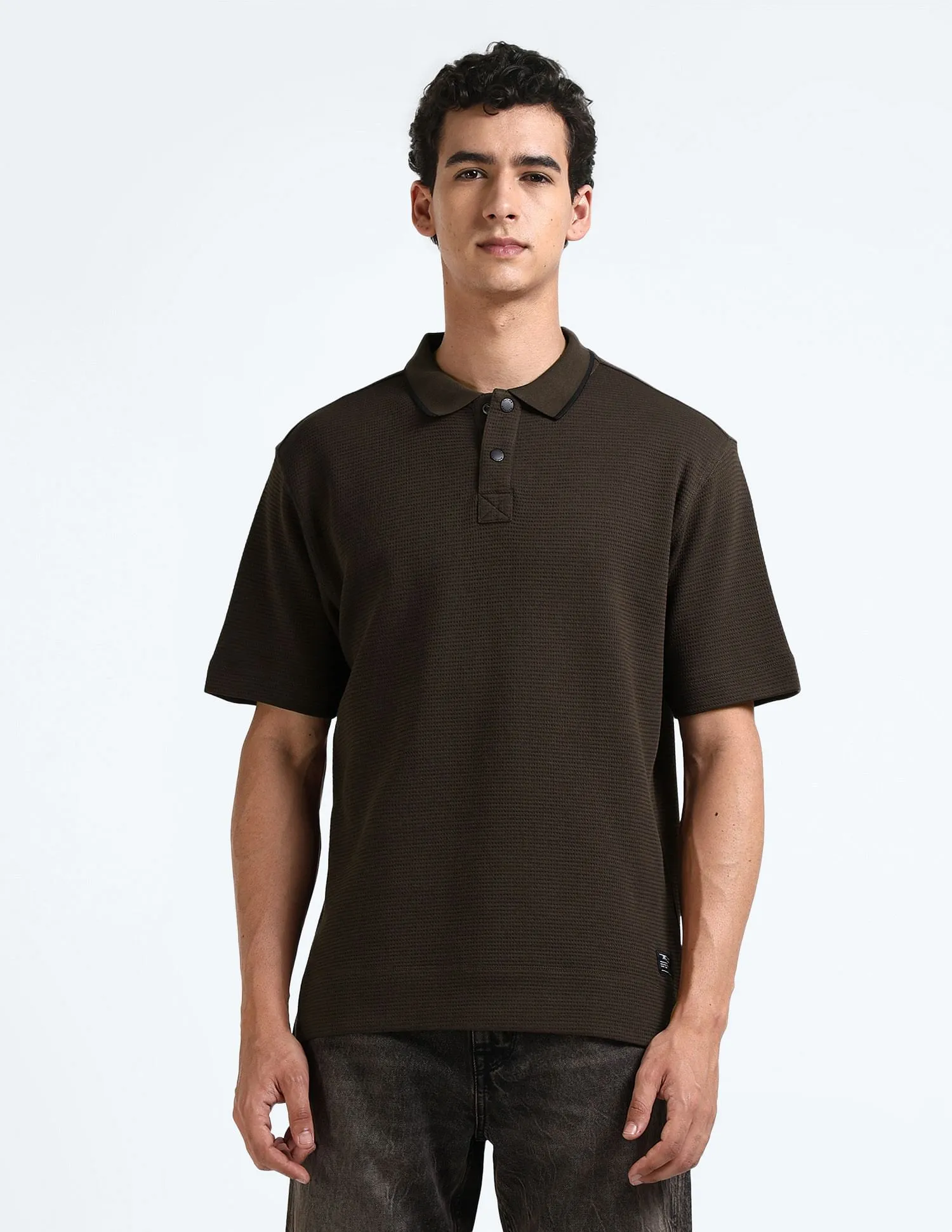 Flying Machine Cotton Textured Polo Shirt