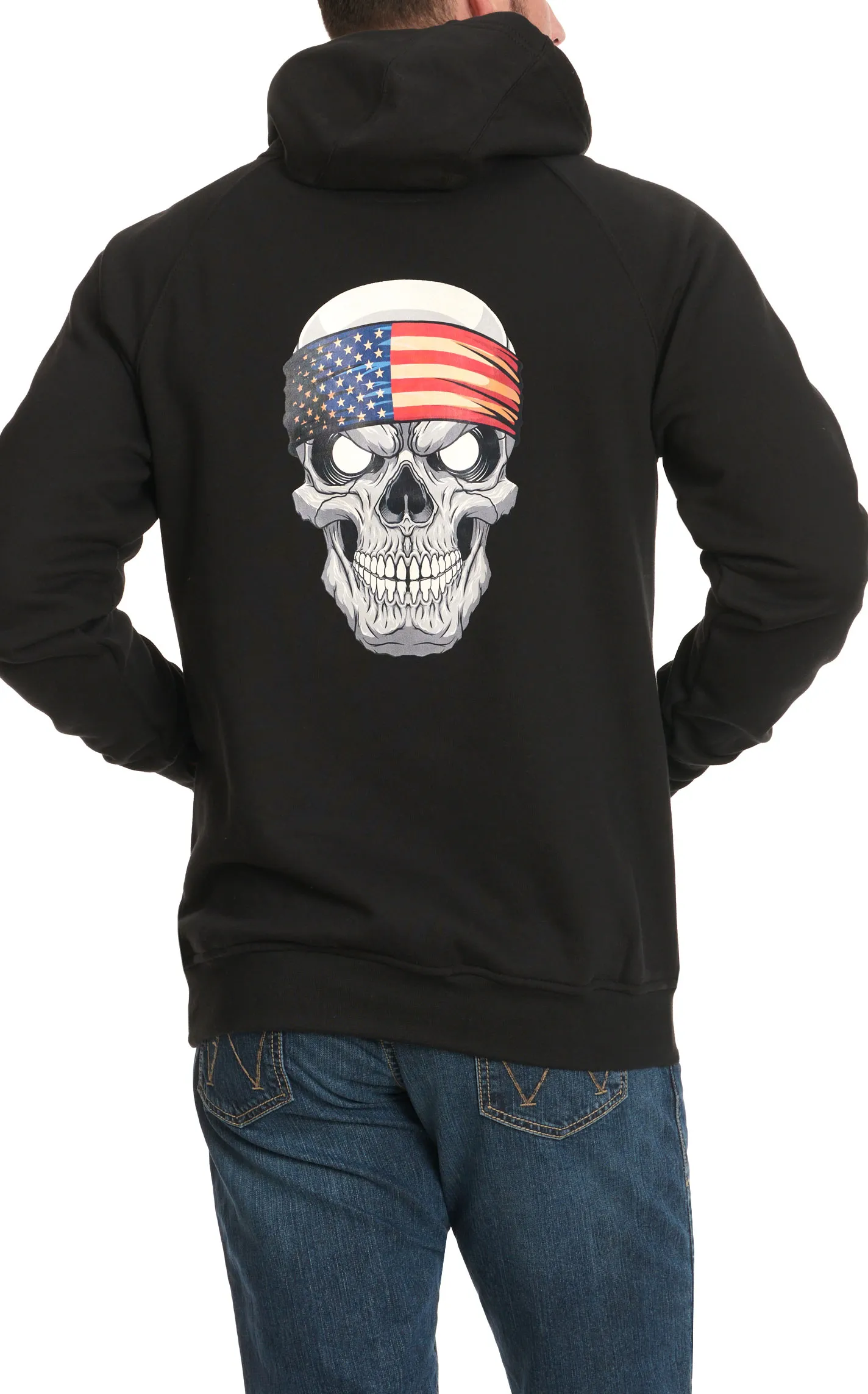 Forge Men's Black Flag Bandana Skull Graphic Back Long Sleeve FR Work Hoodie