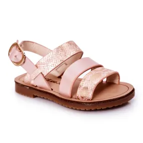 FR1 Children's Shiny Sandals Snake Pattern Pink Natalie