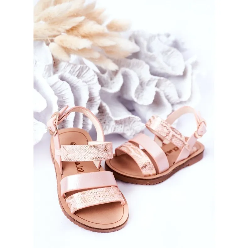 FR1 Children's Shiny Sandals Snake Pattern Pink Natalie