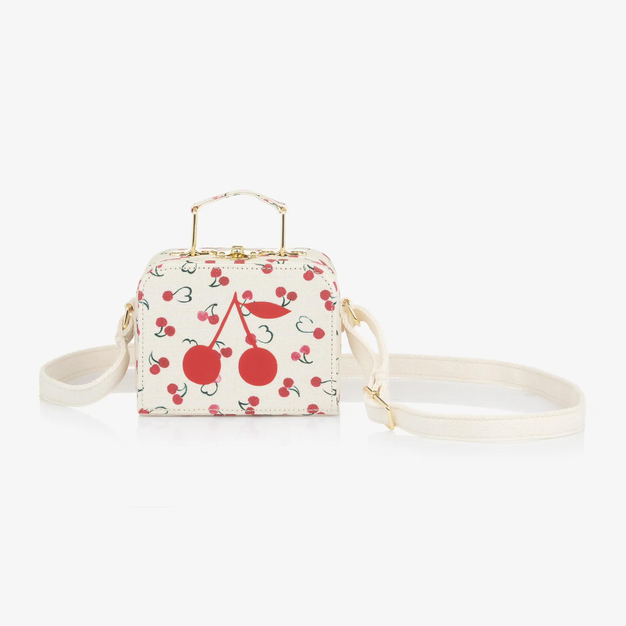 Girls Ivory Cherry Print Suitcase Bag (12cm)