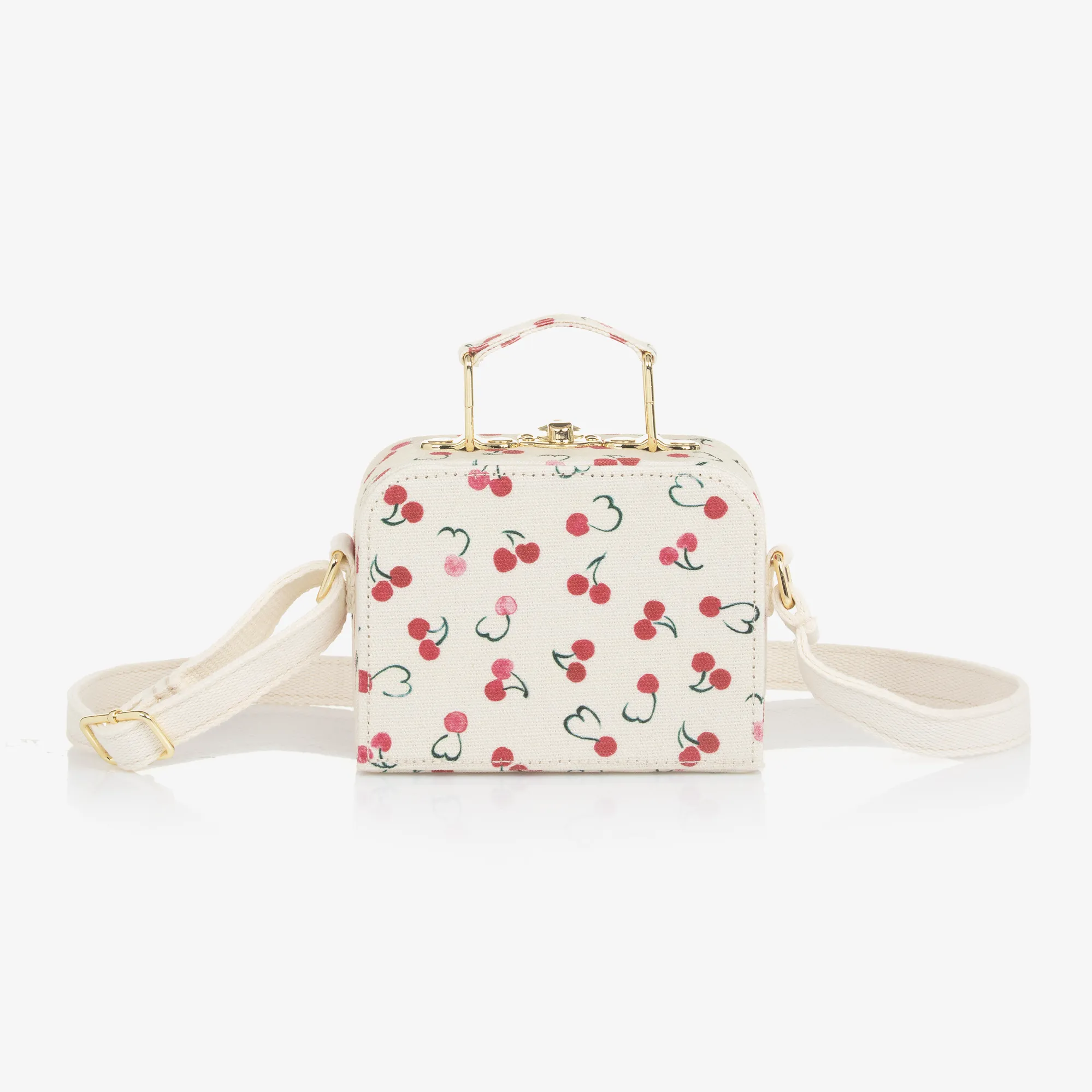 Girls Ivory Cherry Print Suitcase Bag (12cm)