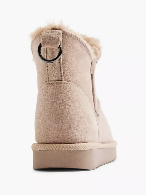 Graceland  Light Pink Faux Suede Warm Lined Ankle Boot