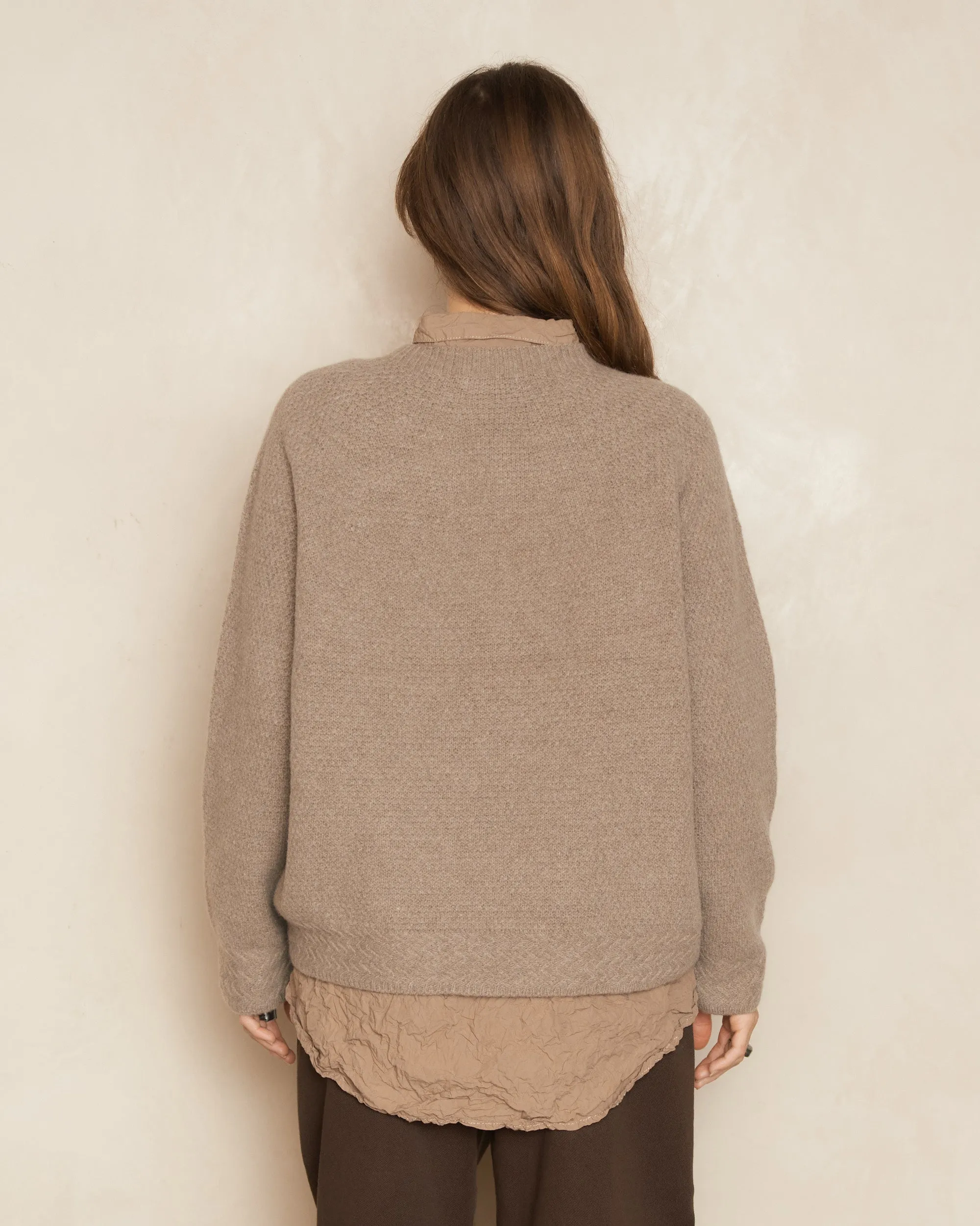 Greige Knit Crew Neck Pullover