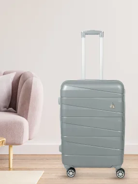 Grey Textured Hard-Sided Medium Trolley Suitcase