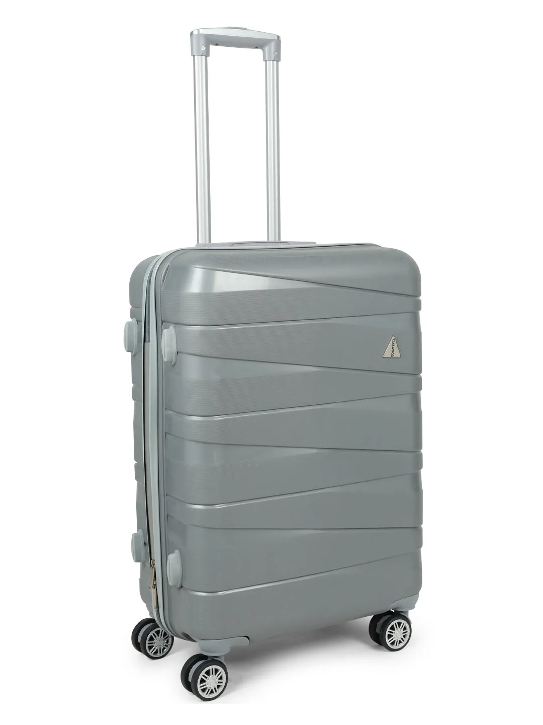 Grey Textured Hard-Sided Medium Trolley Suitcase