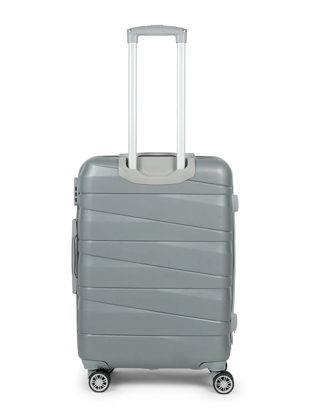 Grey Textured Hard-Sided Medium Trolley Suitcase