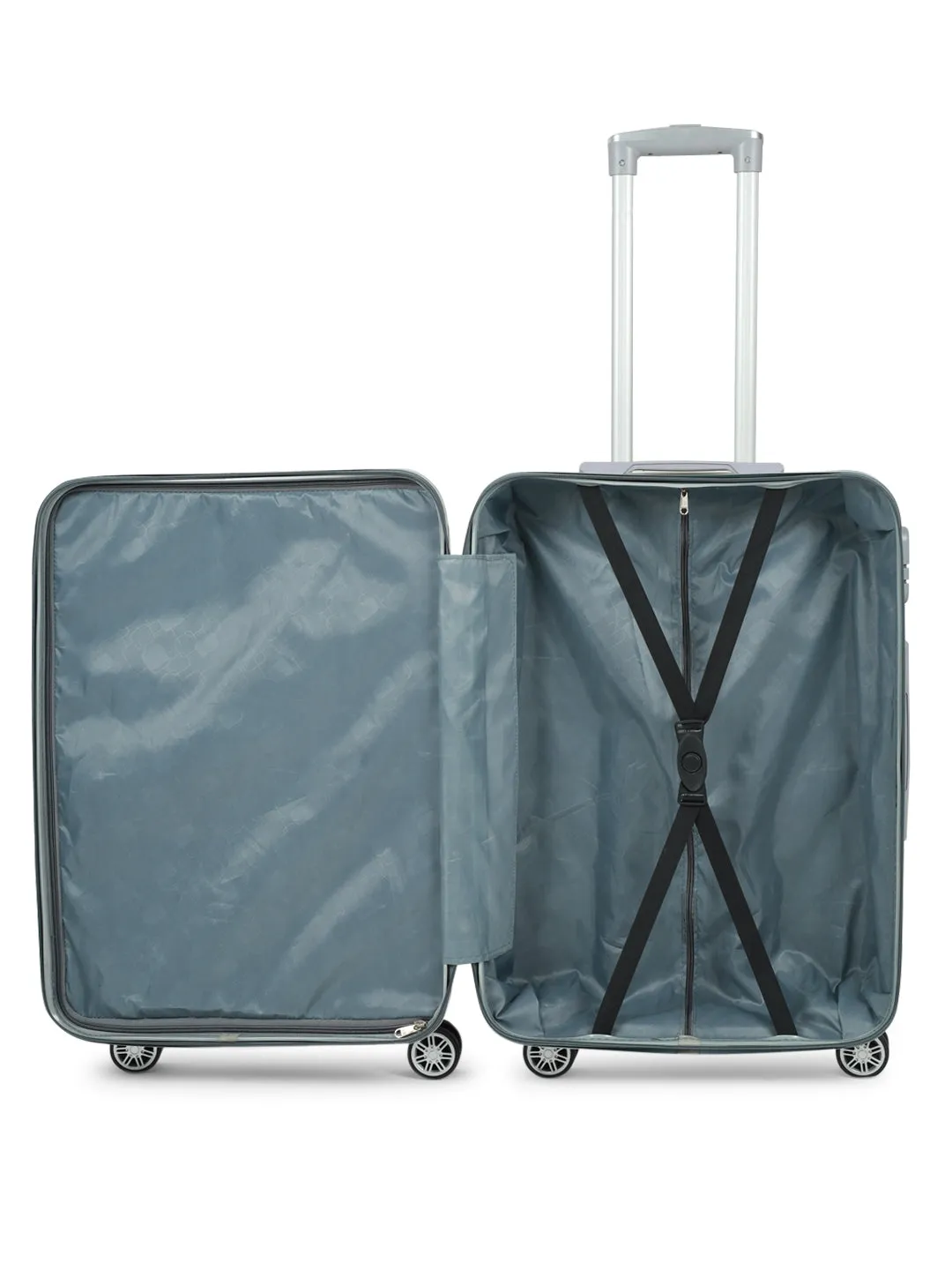 Grey Textured Hard-Sided Medium Trolley Suitcase