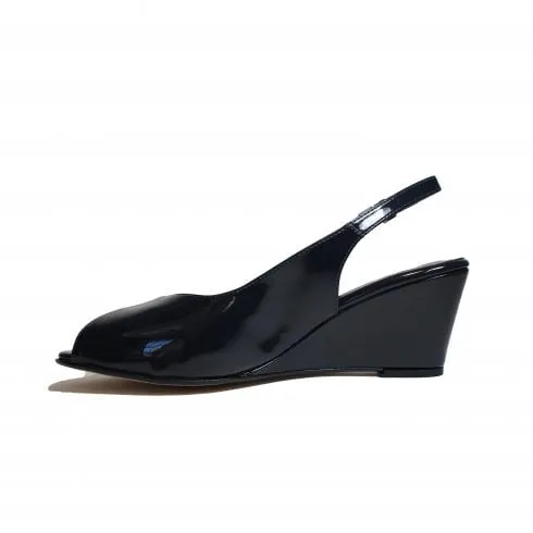 HB Italia Saffron | Navy Patent | Womens Sling Back Wedge Sandals