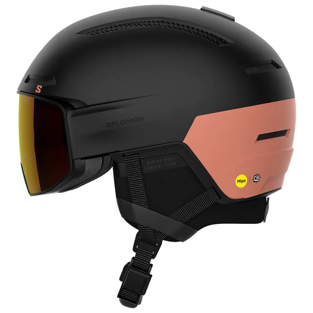 Helmet w/ visor Salomon ---Driver Prime Sigma Photo Mips Black Rose Gold Poppy Red