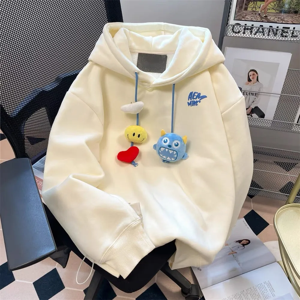 Japanese cityboy cute cartoon doll sweatshirt for women in spring and autumn fashion brand high-end age-reducing style hooded ja