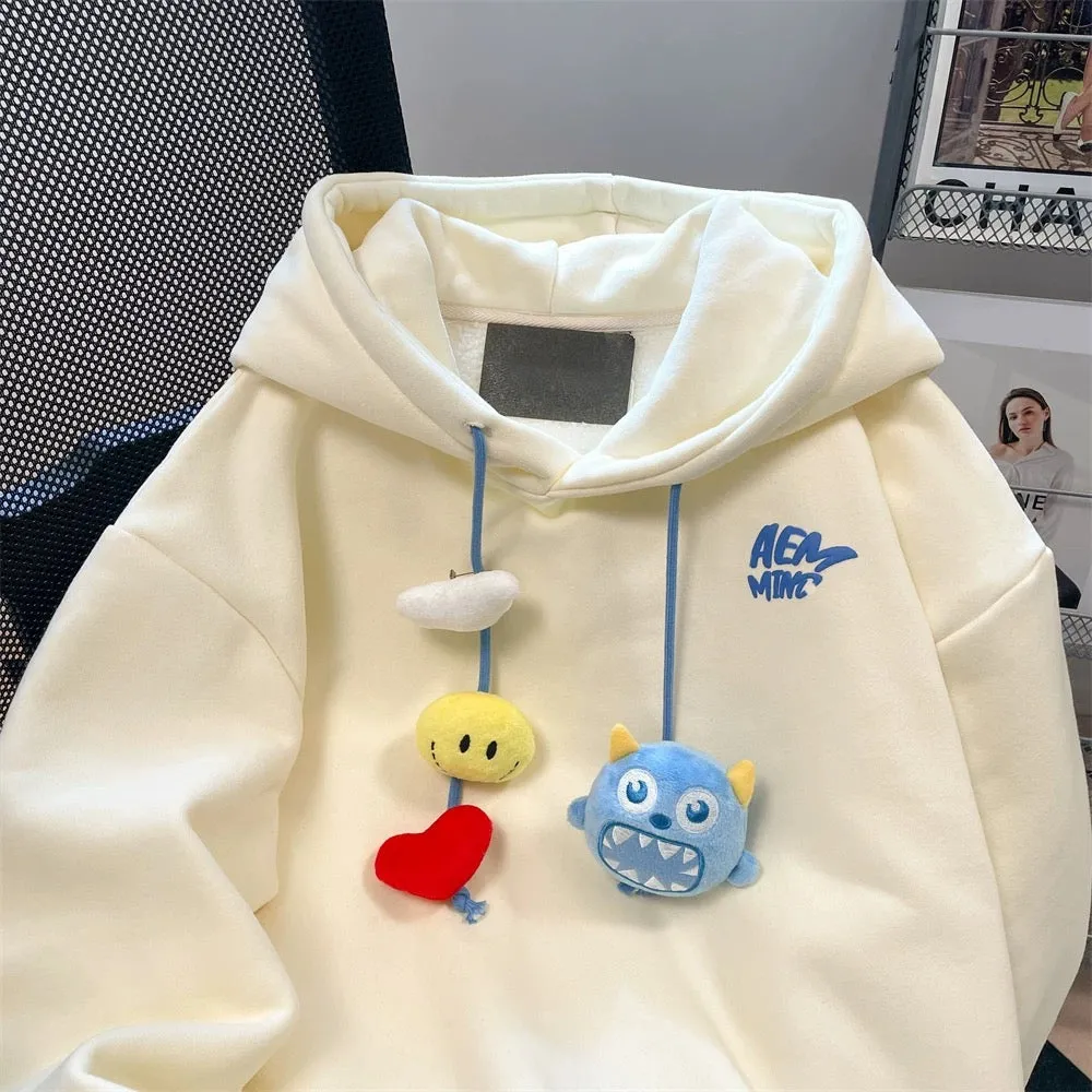 Japanese cityboy cute cartoon doll sweatshirt for women in spring and autumn fashion brand high-end age-reducing style hooded ja