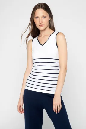 KINROSS CASHMERE - VEE STRIPED TANK