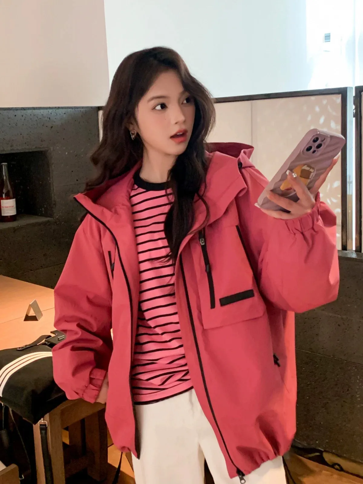 Korean Super Beautiful Rose Pink Short Jacket Jacket for Women Spring and Autumn 2024 New Internet Celebrity Street Work Jacket