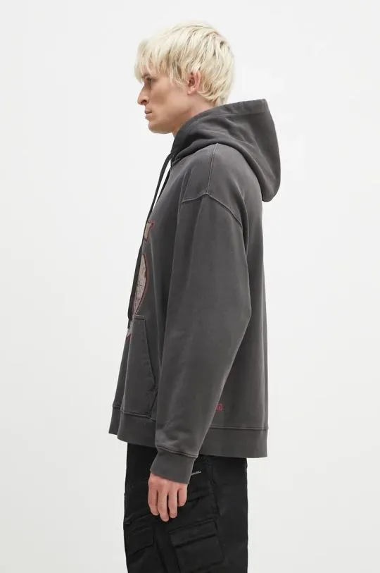 KSUBI cotton sweatshirt Dug Out Biggie Hoodie men's gray color hooded with a print MFA24FL017