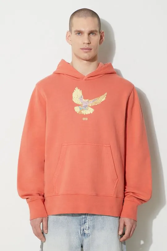 KSUBI cotton sweatshirt flight kash hoodie men's orange color MPS24FL009