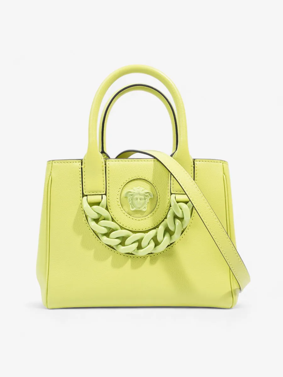 La Medusa Tote Lime Green Grained Leather Small