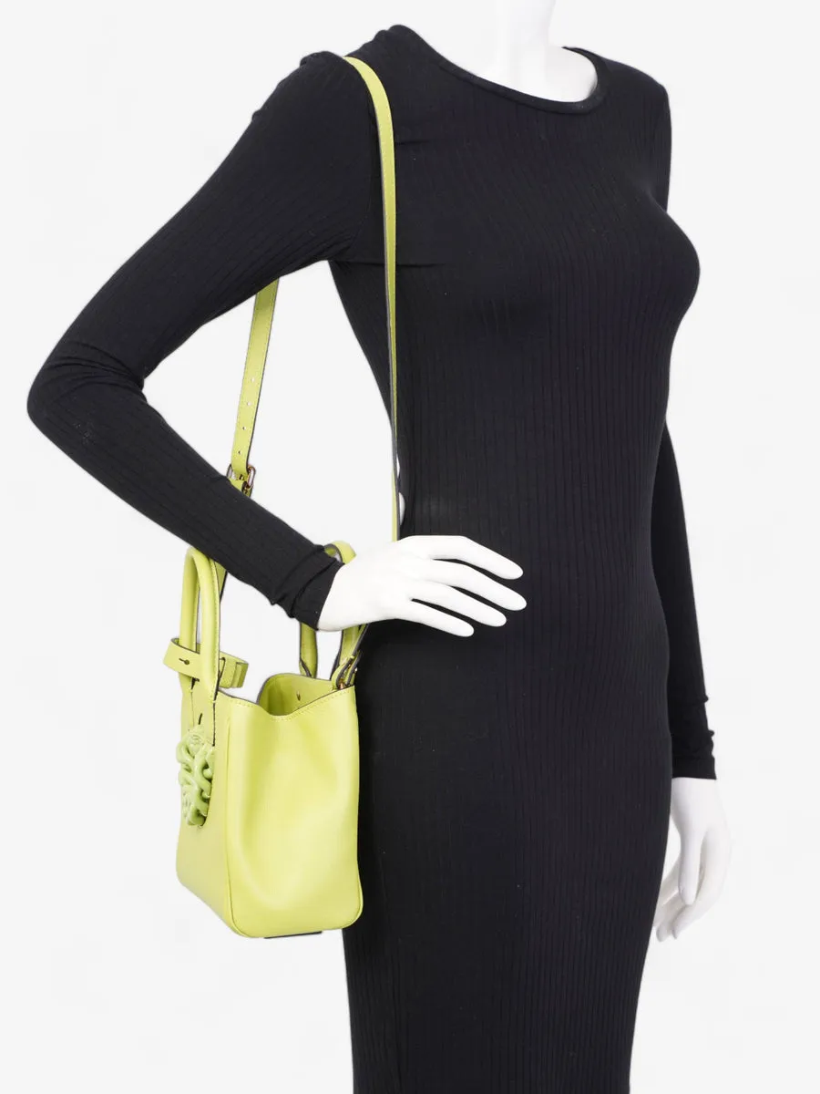 La Medusa Tote Lime Green Grained Leather Small