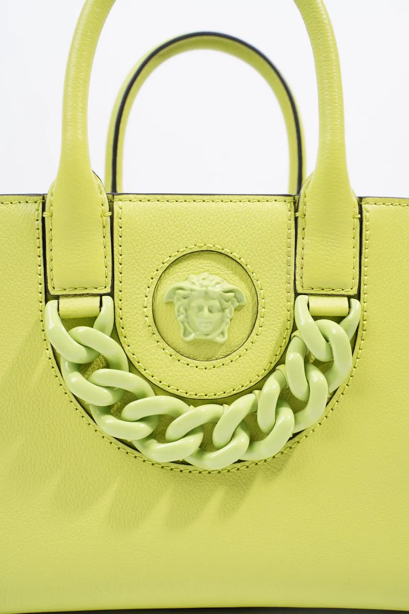 La Medusa Tote Lime Green Grained Leather Small