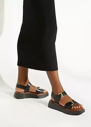 Loells Black Casual Flatform Sandals by Dune London | Look Again