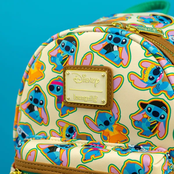 Loungefly x Disney Lilo and Stitch Retro Stitch AOP Mini Backpack