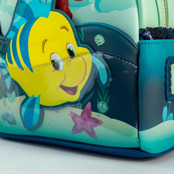 Loungefly x Disney The Little Mermaid Flounder and Sebastian Mini Backpack