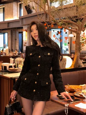 Luo Ge's wool roll French socialite quilted thickened small fragrance jacket for women 2024 autumn and winter new dress