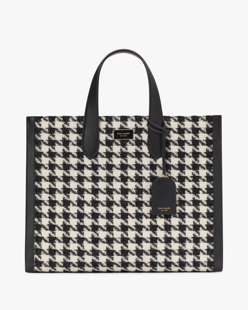 Manhattan Houndstooth Tweed Large Tote | Kate Spade GB